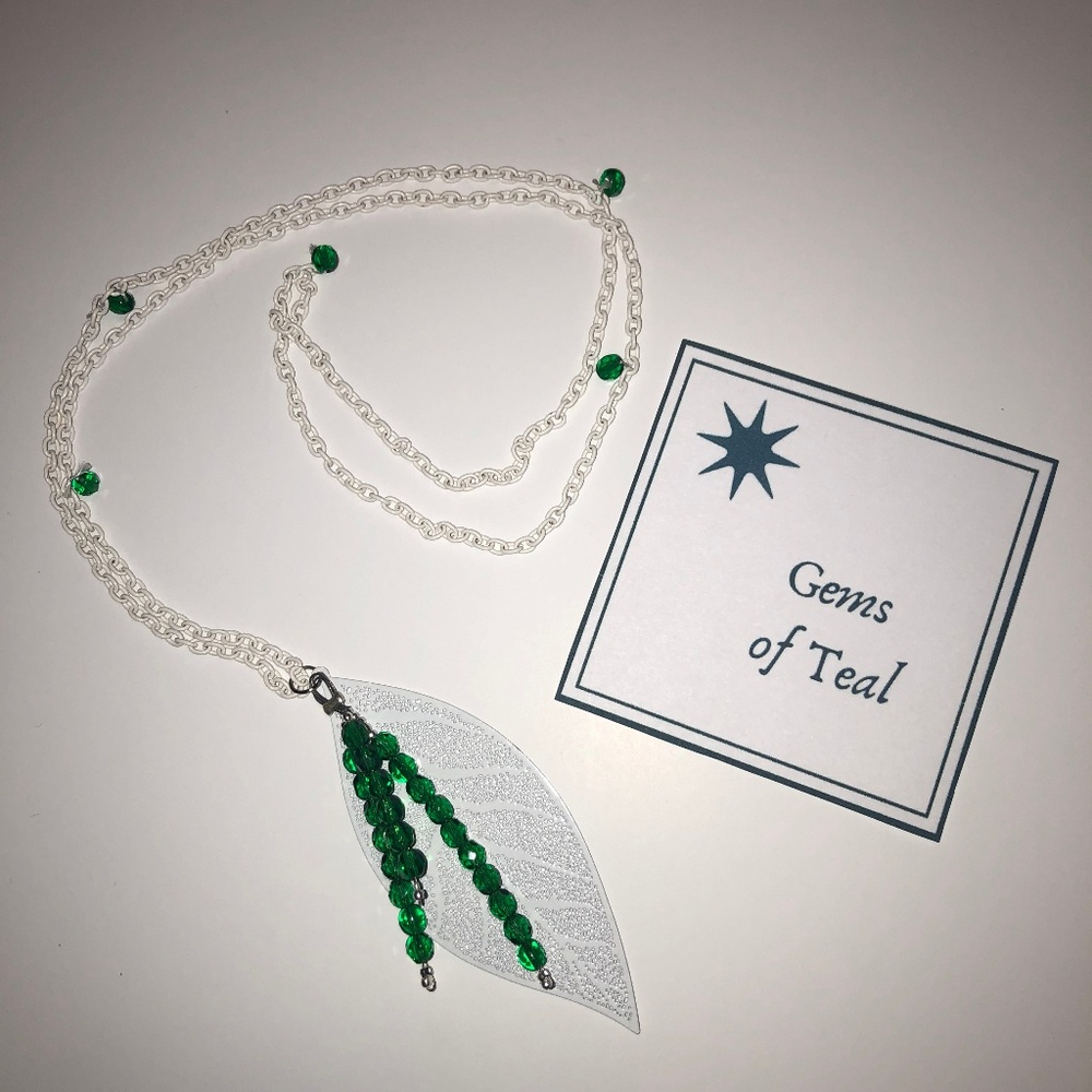 SOLD Boho Crystal Tassel Leaf Layering Necklace